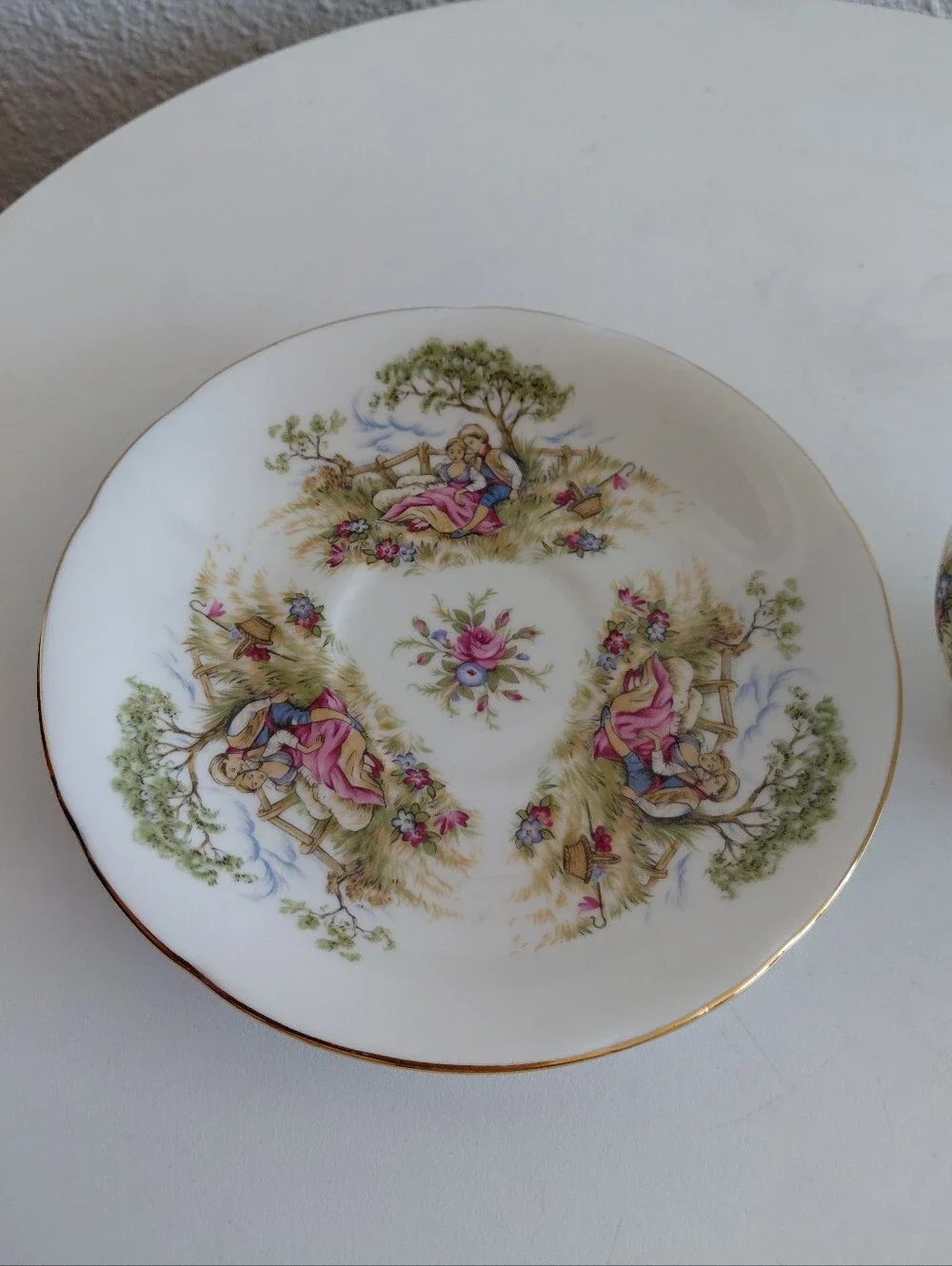 Vtg 1960s ROYAL CREST Fine Bone China FIRST LOVE Colonial Tea Cup&Saucer England